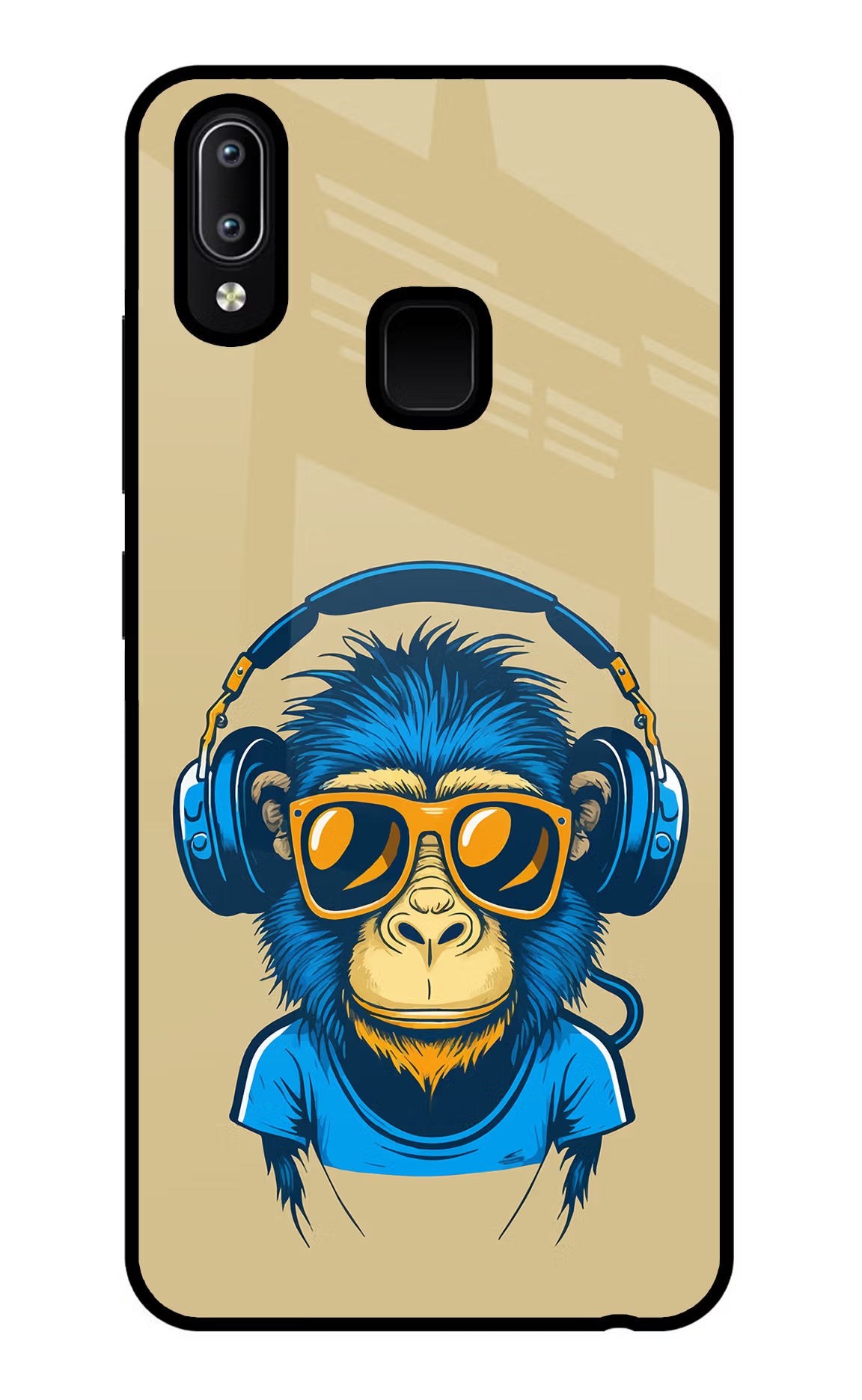Monkey Headphone Vivo Y91/Y93/Y95 Glass Case Back Cover by Casekaro