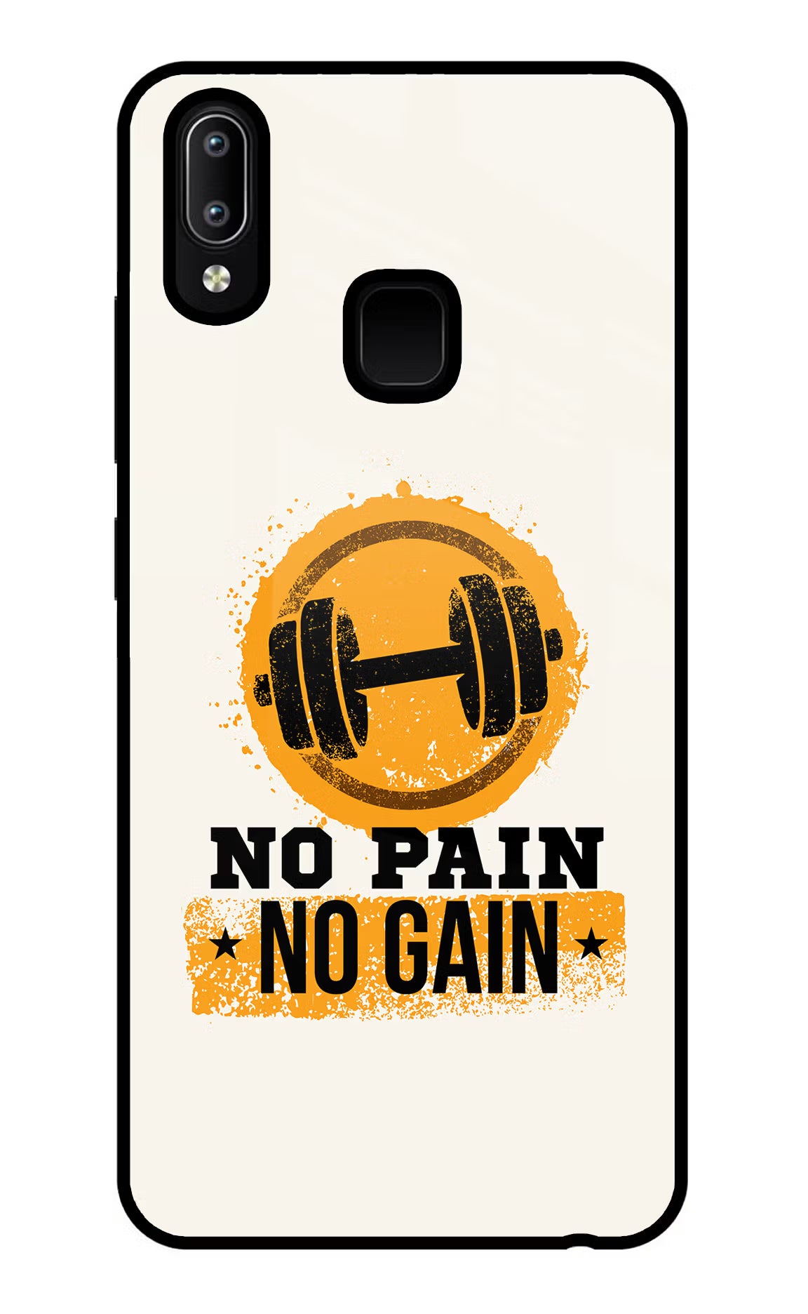 No Pain No Gain Vivo Y91/Y93/Y95 Glass Case Back Cover by Casekaro