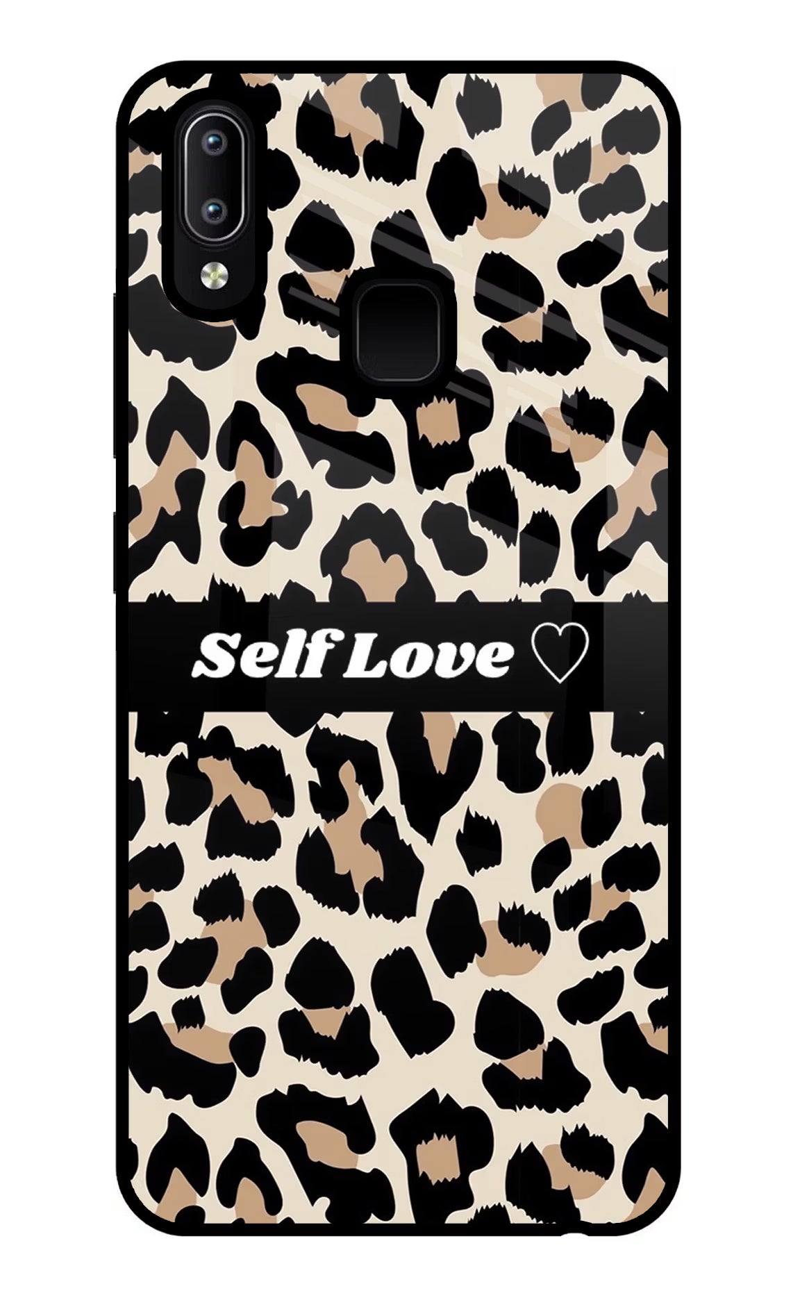 Leopard Print Self Love Vivo Y91/Y93/Y95 Glass Case Back Cover by Casekaro
