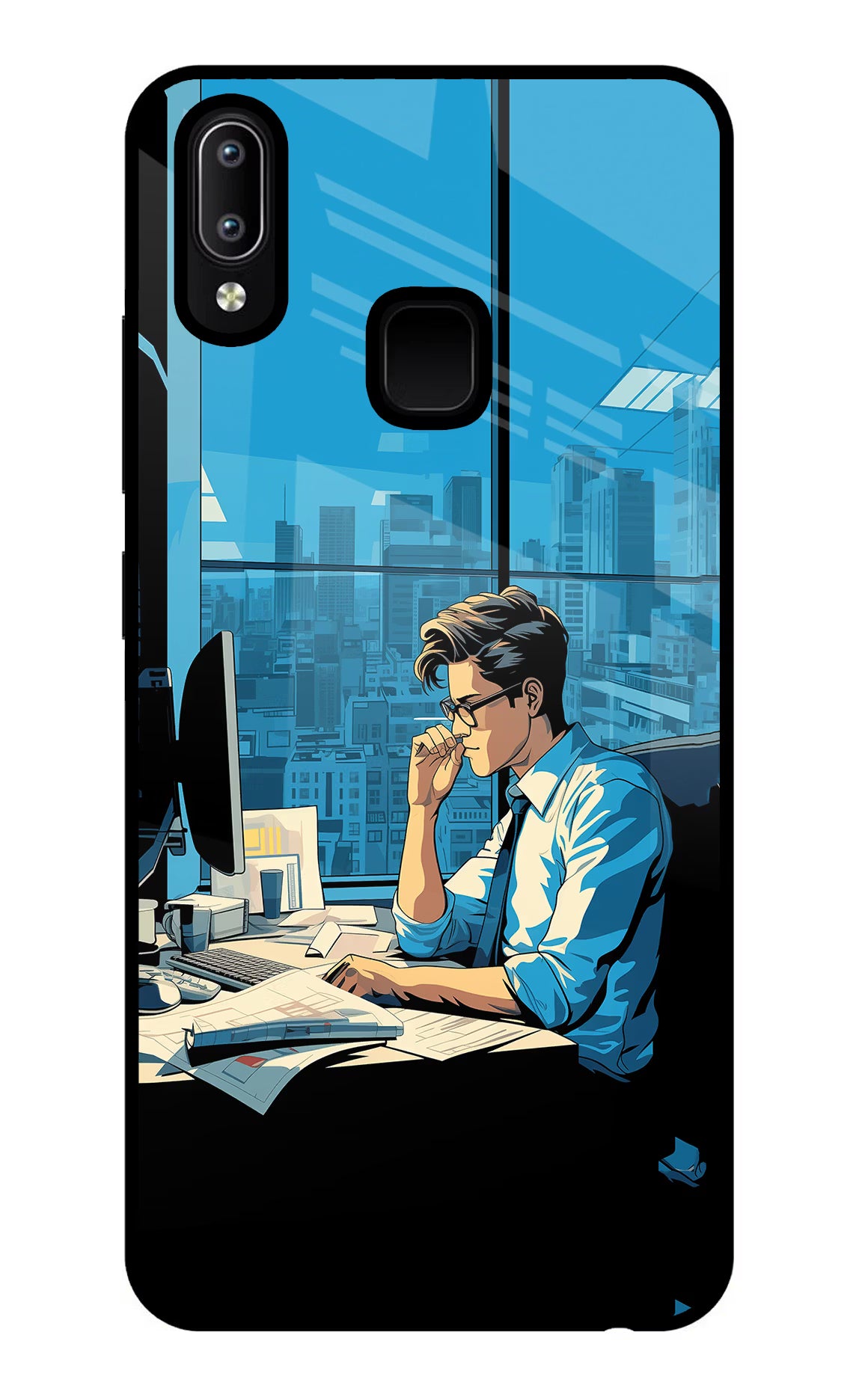 Focused Hustler (AI Generated) Vivo Y91/Y93/Y95 Glass Case Back Cover by Casekaro