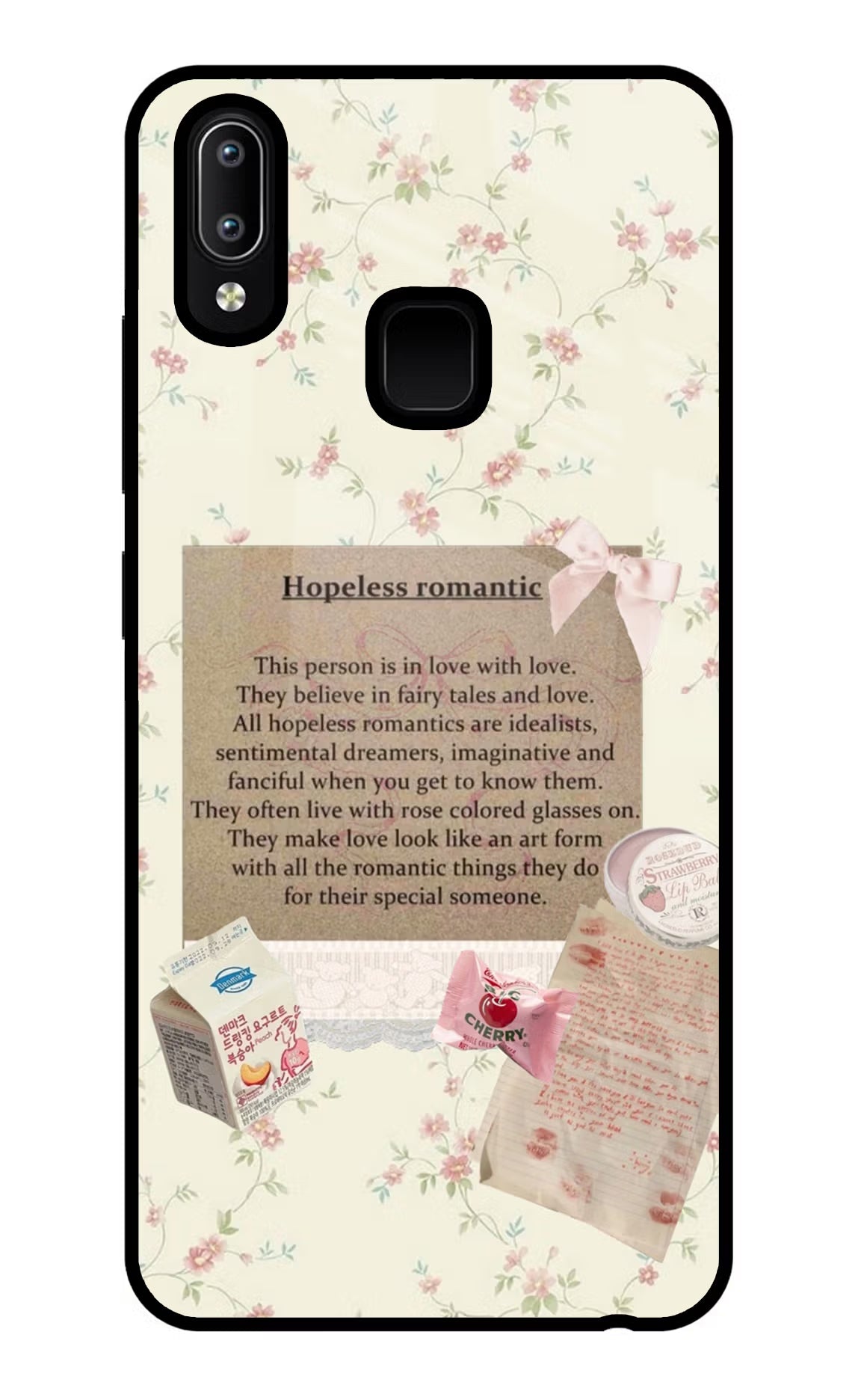 Hopeless Romantic Vivo Y91/Y93/Y95 Glass Case Back Cover by Casekaro