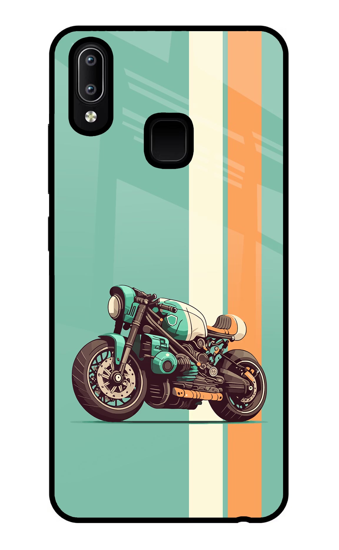Striped Moto Drift Vivo Y91/Y93/Y95 Glass Case