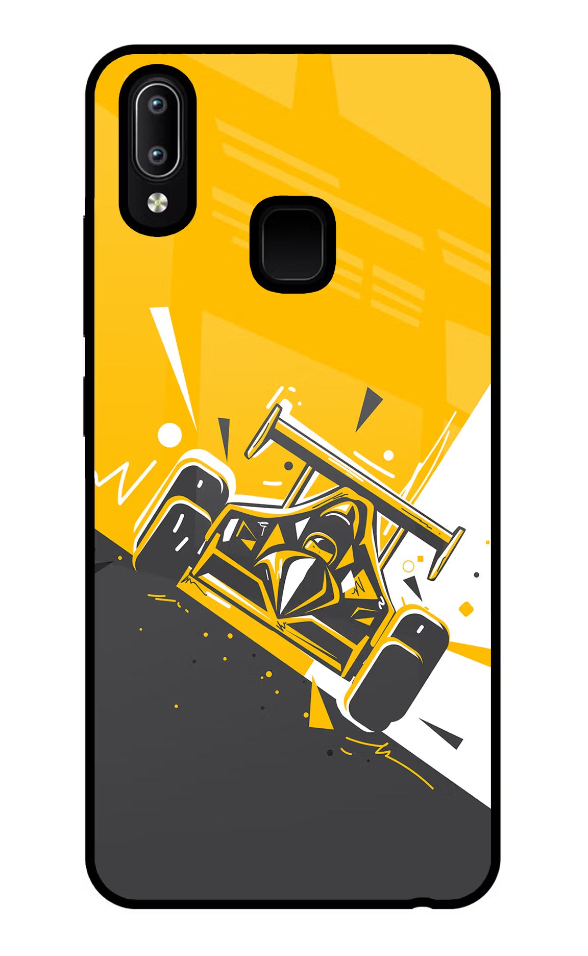 Track King Vivo Y91/Y93/Y95 Glass Case Back Cover by Casekaro