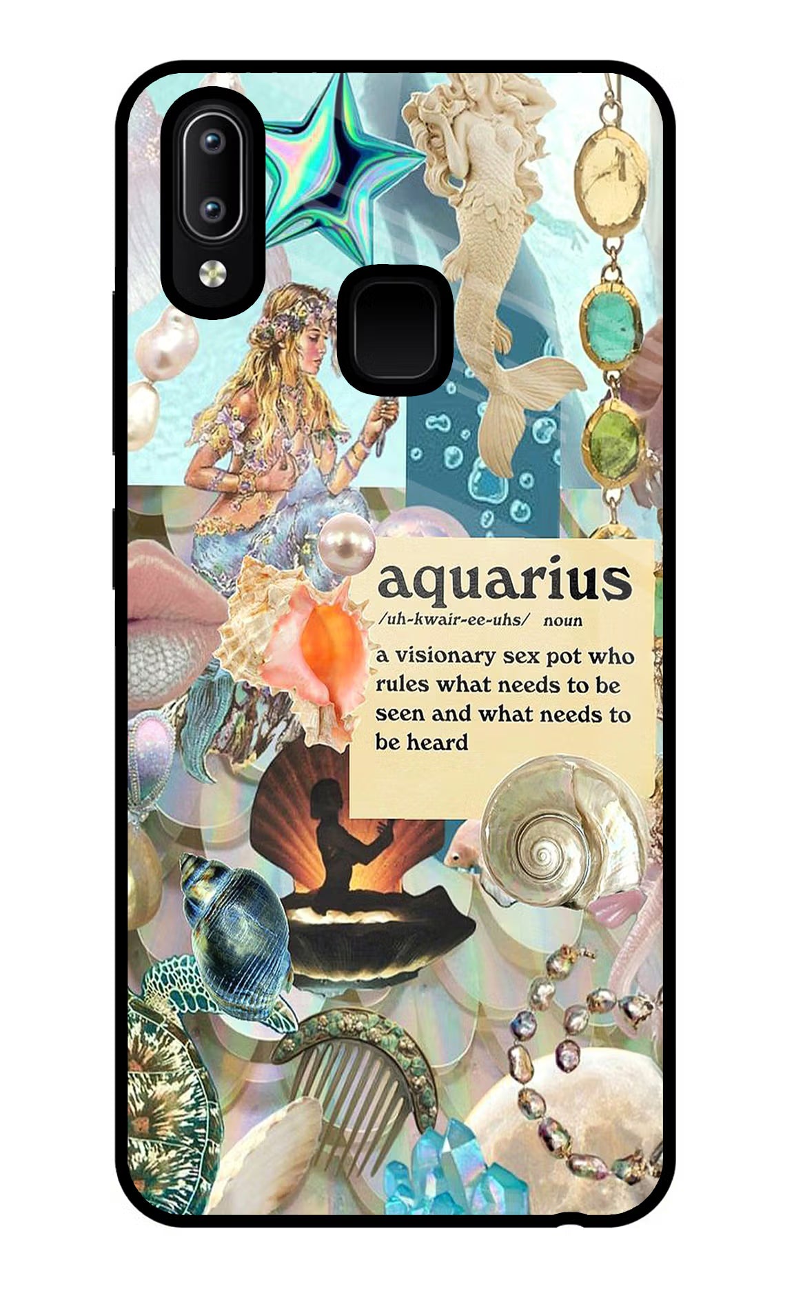 Aquarius Zodiac Vivo Y91/Y93/Y95 Glass Case Back Cover by Casekaro