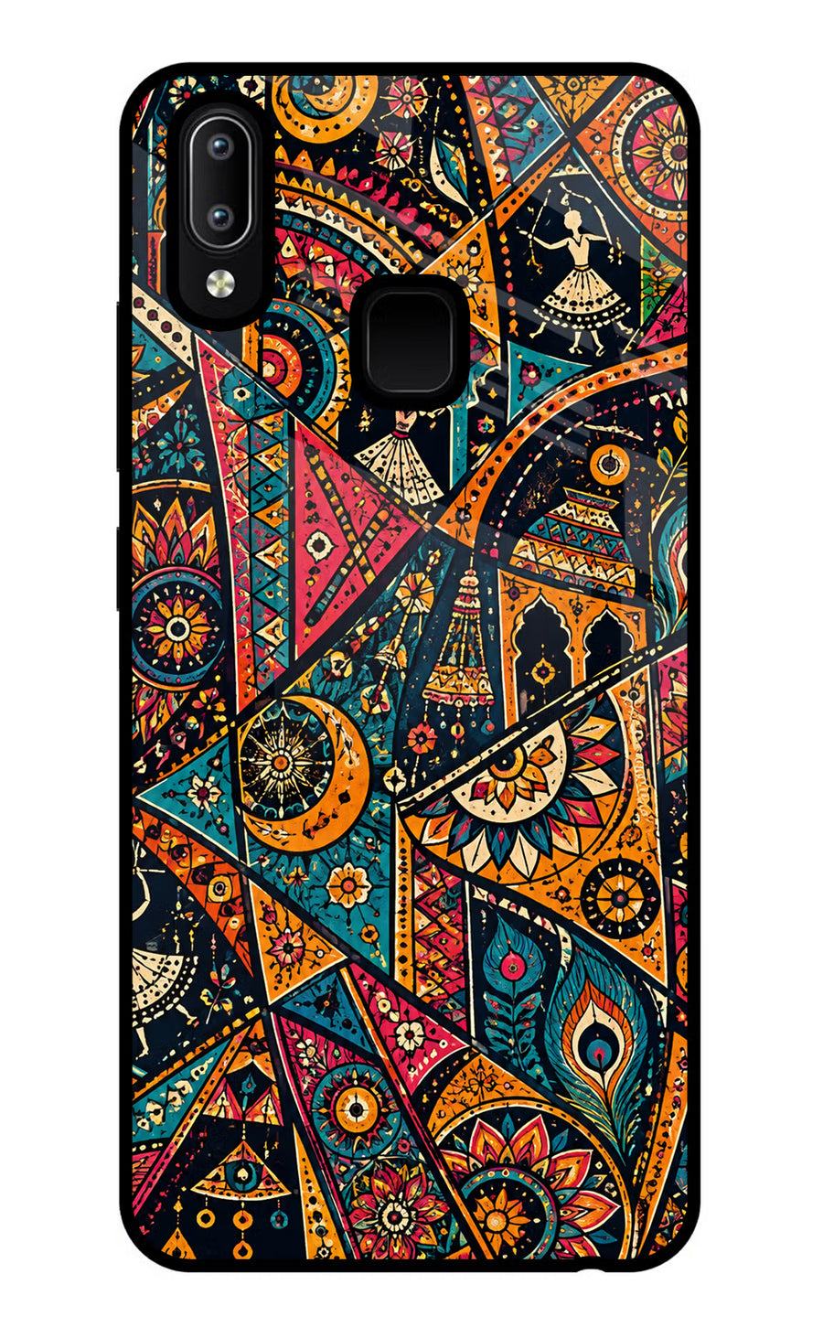 Folk Print Vivo Y91/Y93/Y95 Back Cover, Glass case