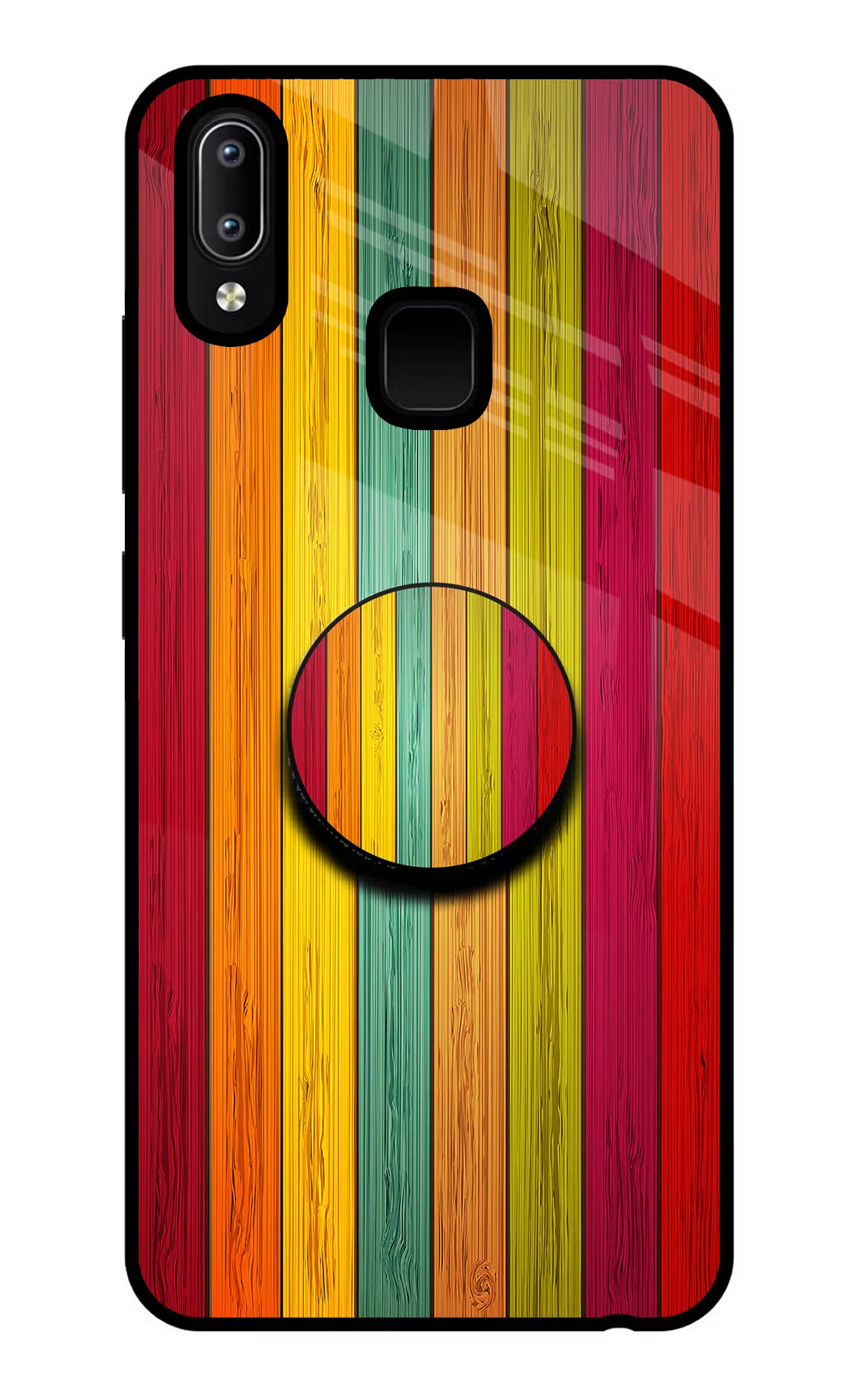 Multicolor Wooden Vivo Y91/Y93/Y95 Pop Case by Casekaro