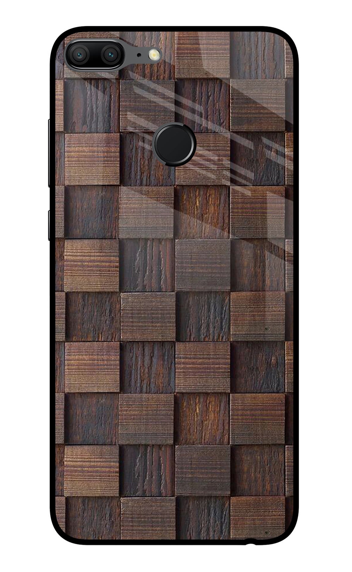 Wooden Cube Design Honor 9 Lite Glass Case