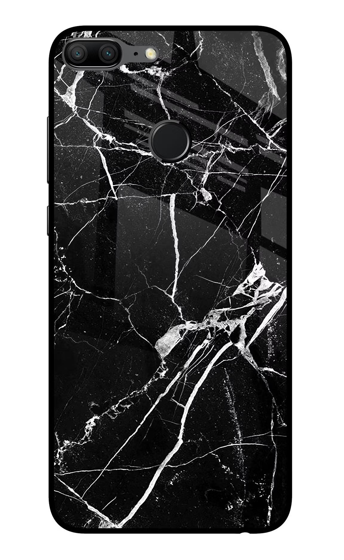 Black Marble Pattern Honor 9 Lite Glass Case Back Cover by Casekaro