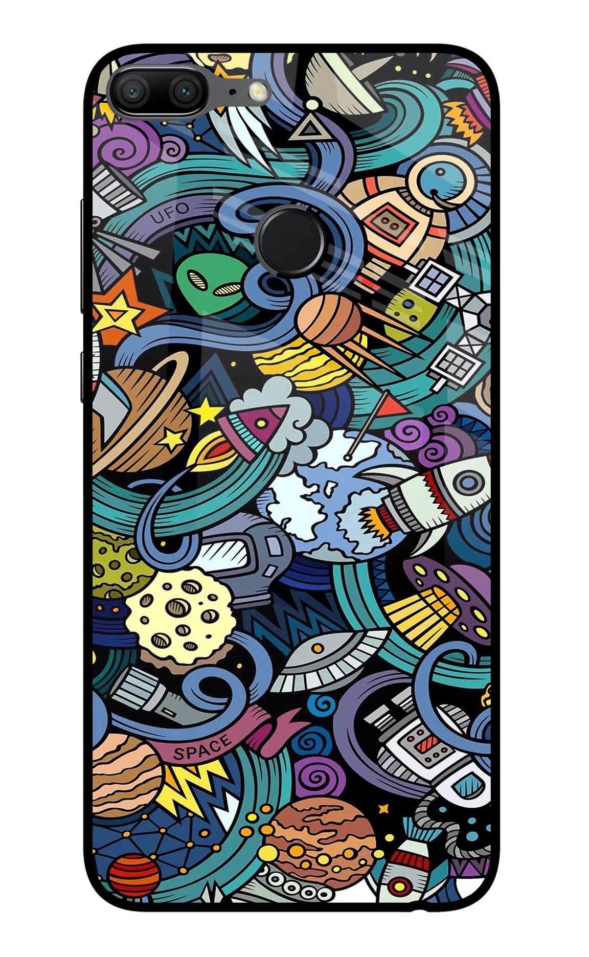 Space Abstract Honor 9 Lite Glass Case Back Cover by Casekaro