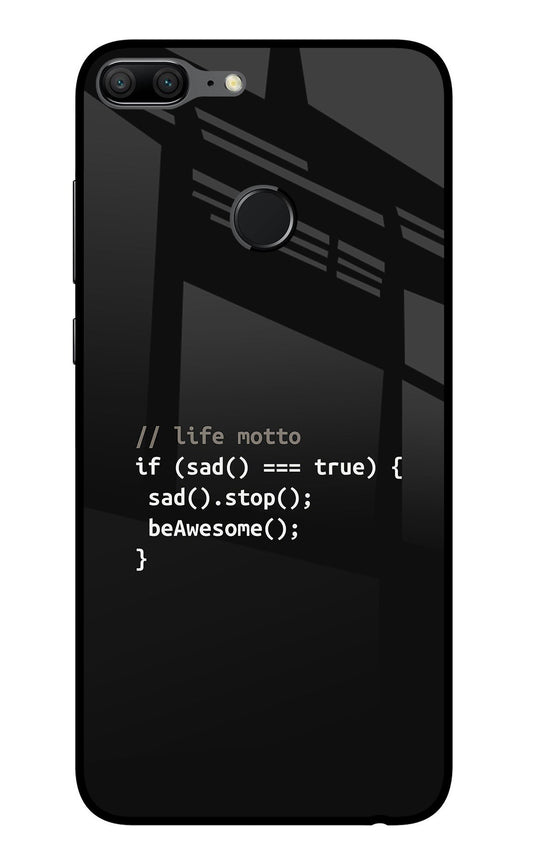 Life Motto Code Honor 9 Lite Glass Case