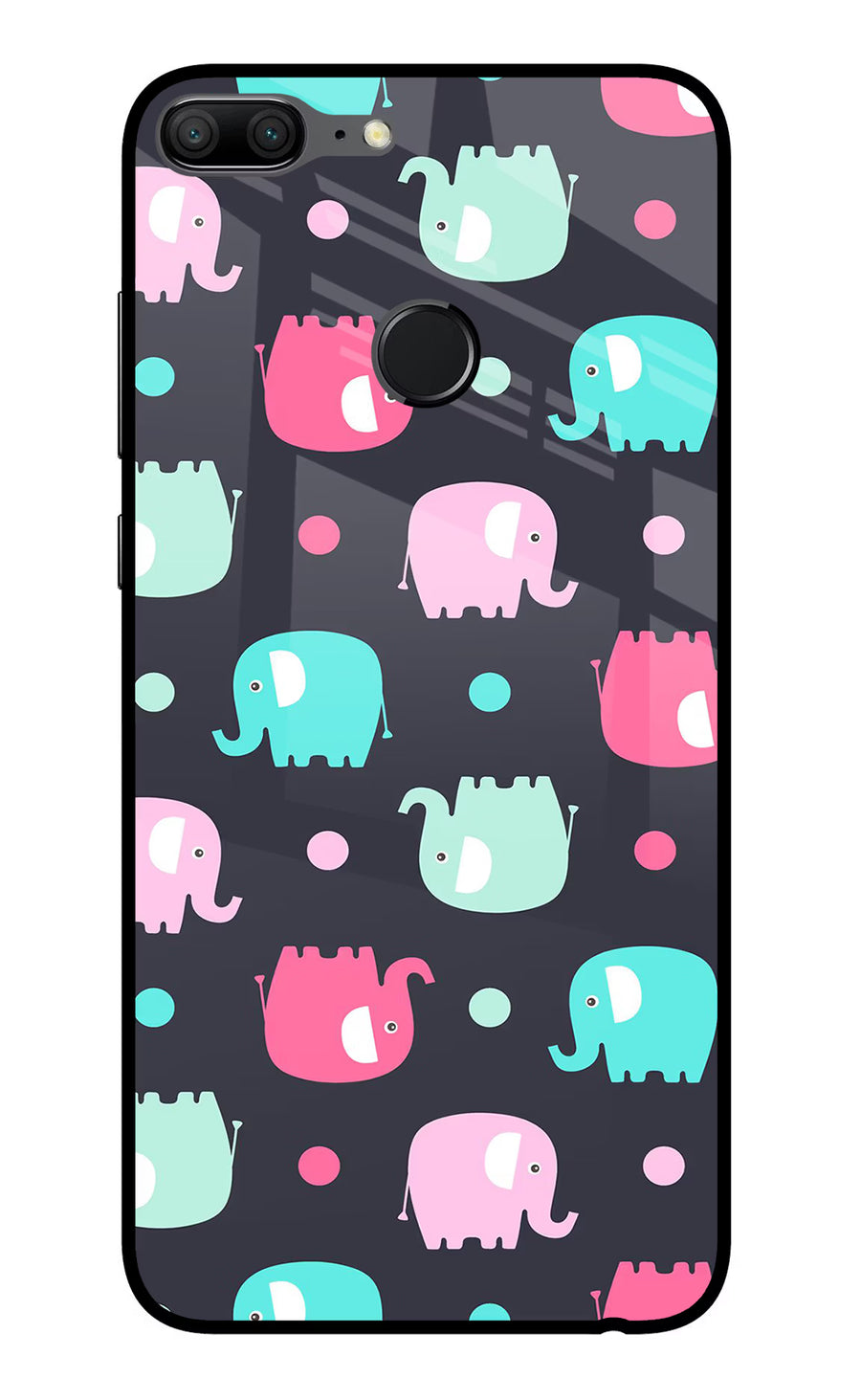 Elephants Honor 9 Lite Back Cover, Glass case