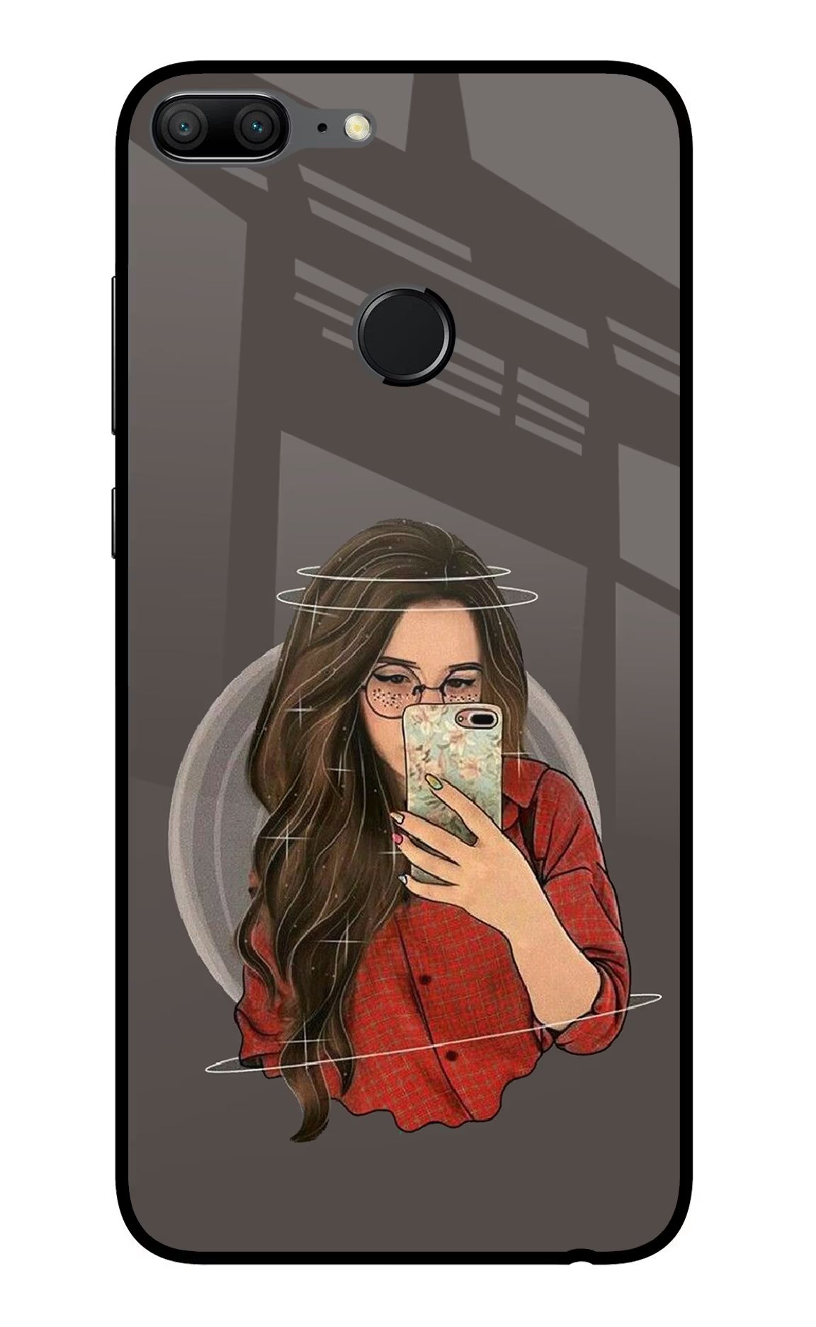 Selfie Queen Honor 9 Lite Glass Case Back Cover by Casekaro