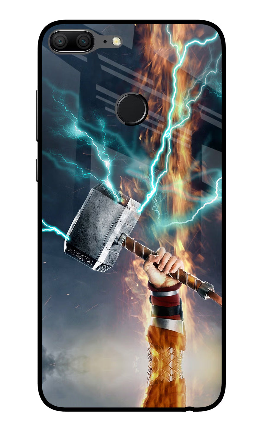 Thor Hammer Mjolnir Honor 9 Lite Back Cover, Glass case