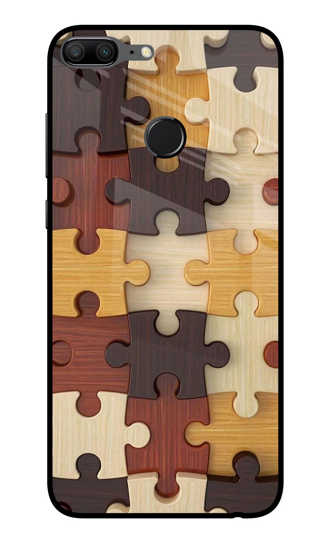 Wooden Puzzle Honor 9 Lite Glass Case Back Cover by Casekaro