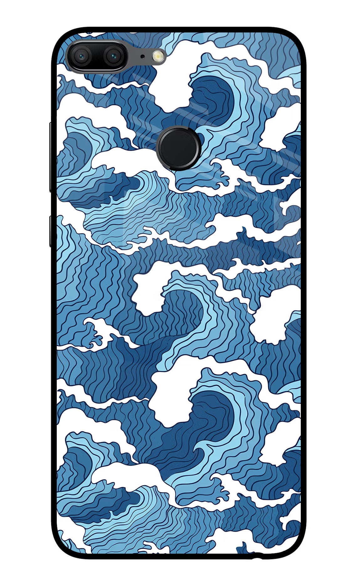 Blue Waves Honor 9 Lite Glass Case Back Cover by Casekaro