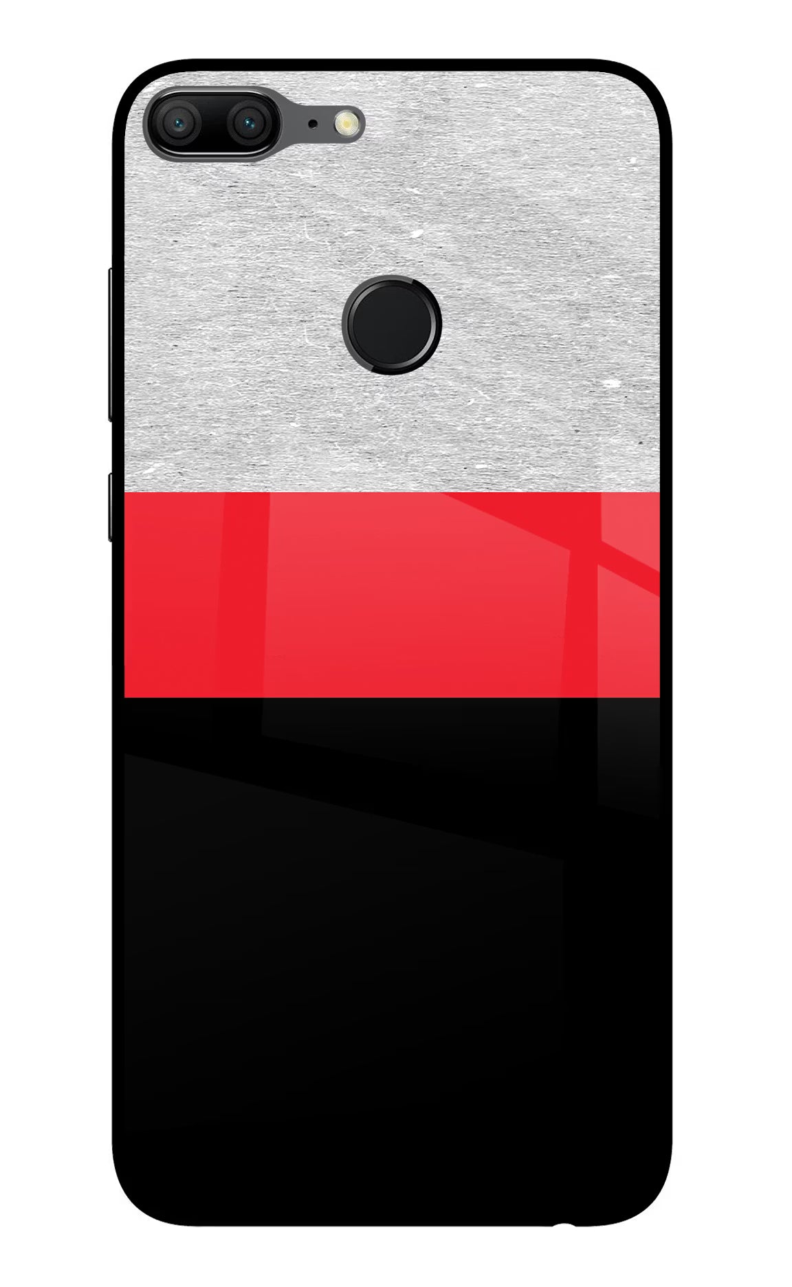 Tri Color Pattern Honor 9 Lite Glass Case Back Cover by Casekaro
