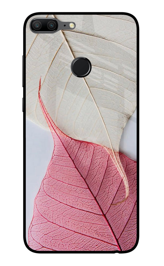 White Pink Leaf Honor 9 Lite Glass Case