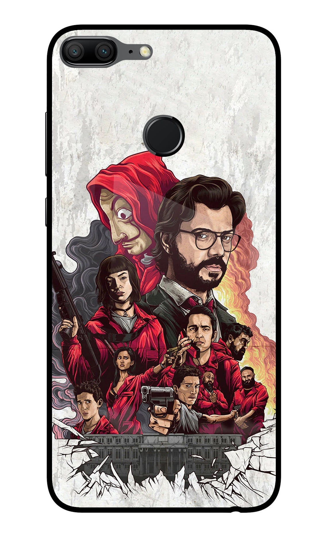 Money Heist Artwork Honor 9 Lite Glass Case