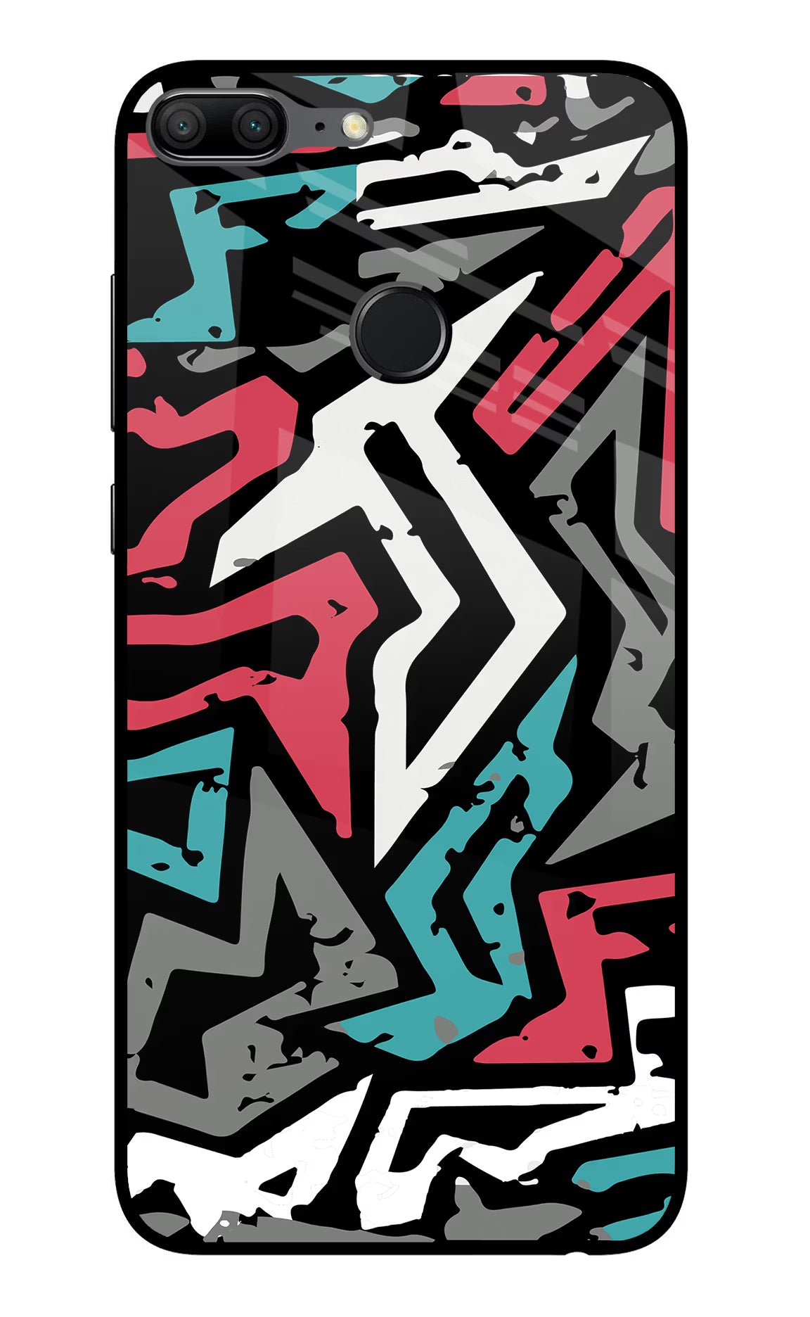 Geometric Graffiti Honor 9 Lite Glass Case Back Cover by Casekaro