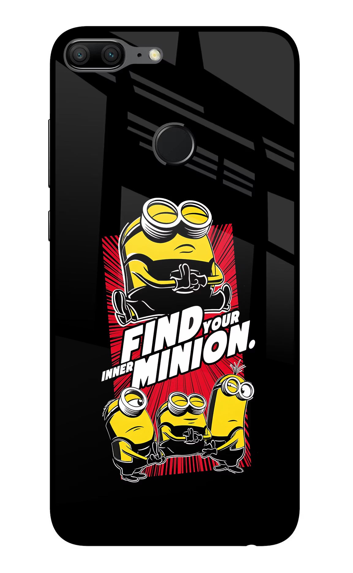 Find your inner Minion Honor 9 Lite Glass Case Back Cover by Casekaro
