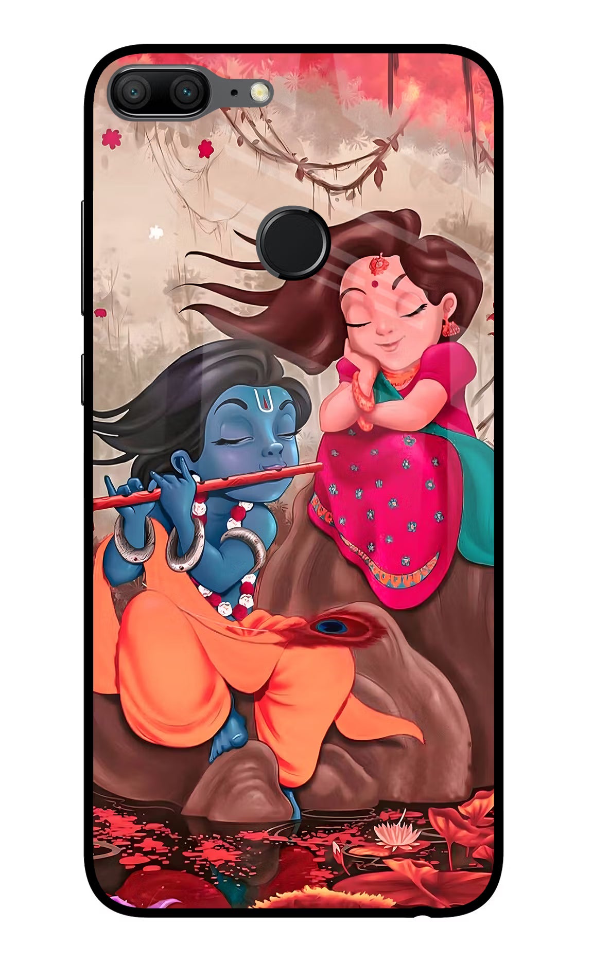 Radhe Krishna Honor 9 Lite Glass Case Back Cover by Casekaro