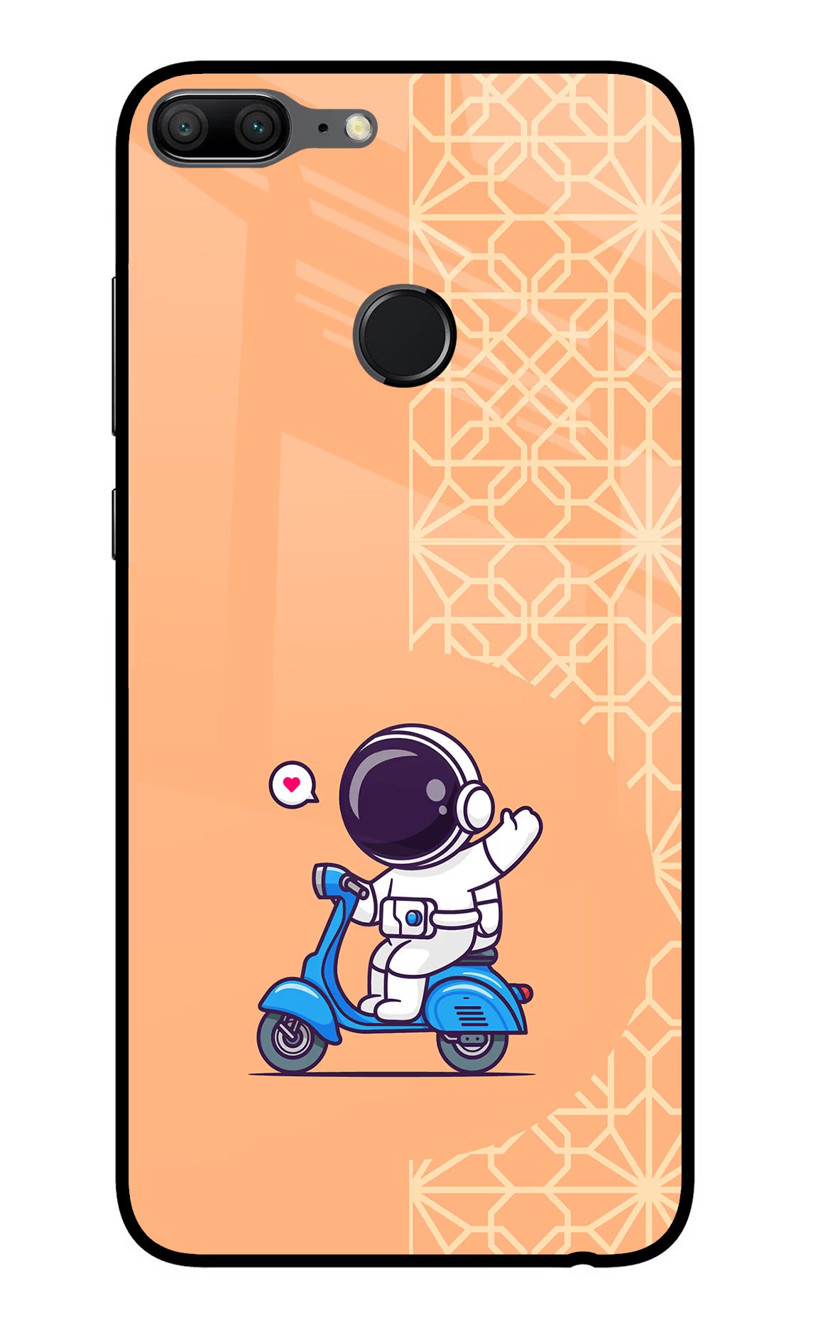 Cute Astronaut Riding Honor 9 Lite Glass Case Back Cover by Casekaro