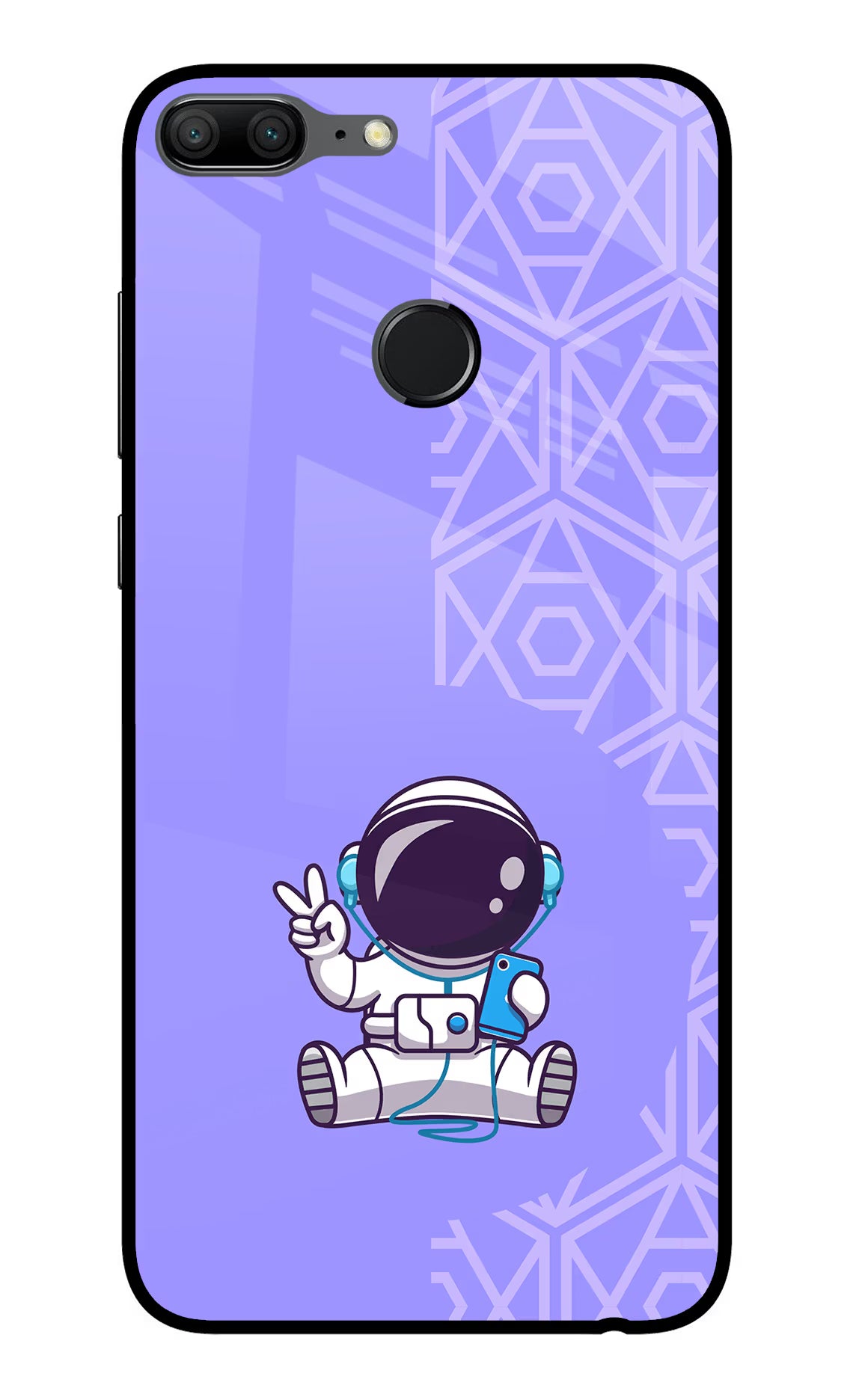 Cute Astronaut Chilling Honor 9 Lite Glass Case Back Cover by Casekaro