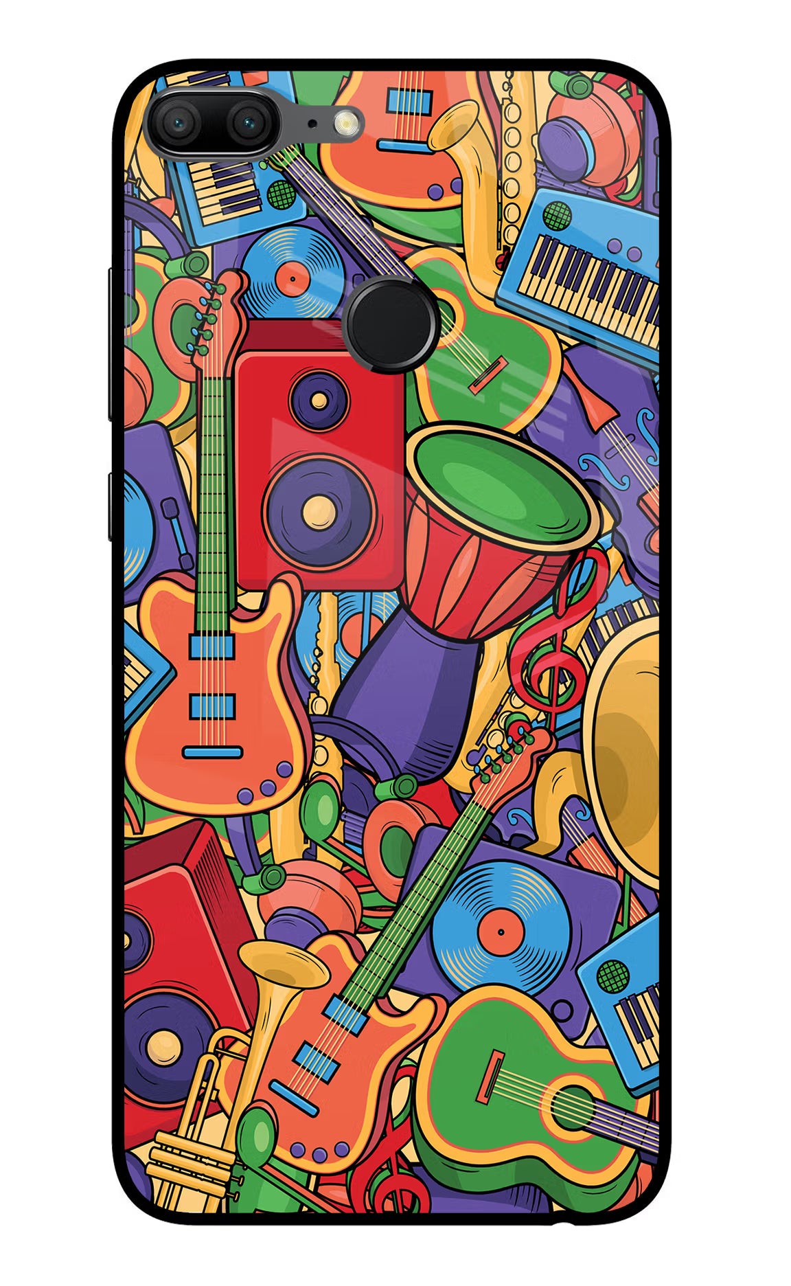 Music Instrument Doodle Honor 9 Lite Glass Case Back Cover by Casekaro