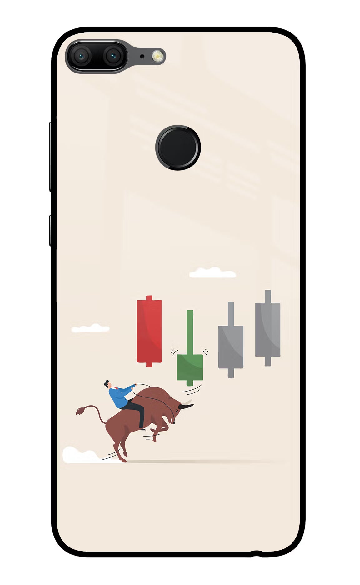 Bull Trading Momentum Honor 9 Lite Glass Case Back Cover by Casekaro