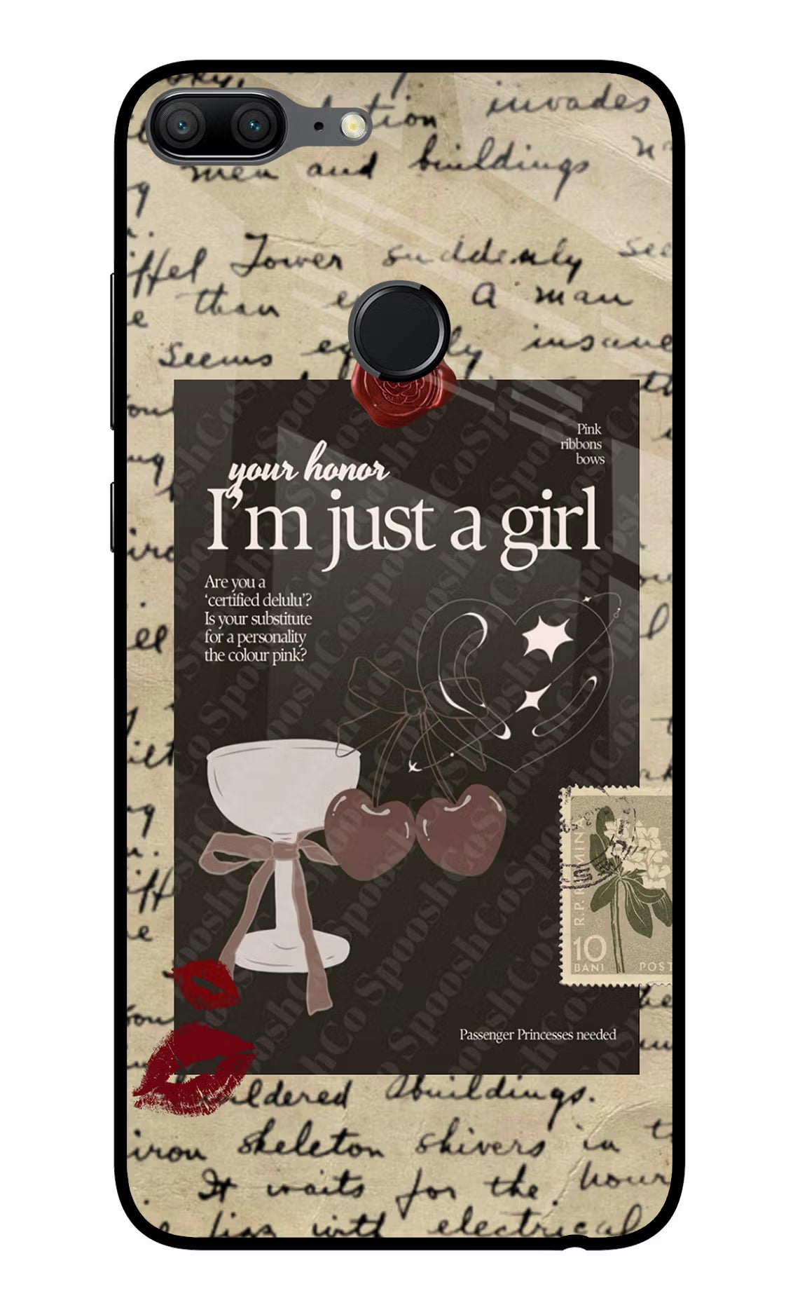 I am just a girl Honor 9 Lite Glass Case Back Cover by Casekaro