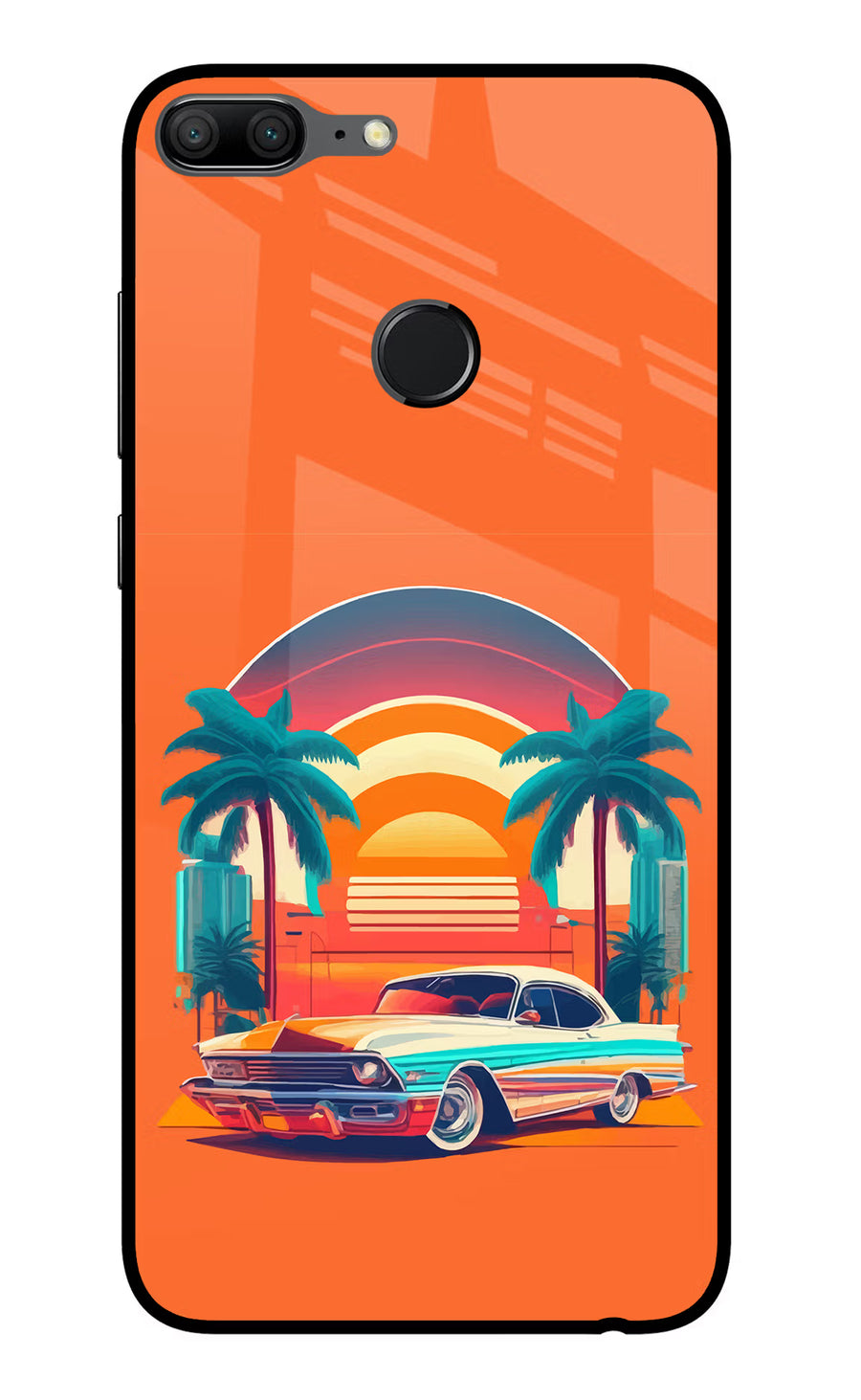 Palm Drive 80s Honor 9 Lite Back Cover, Glass case