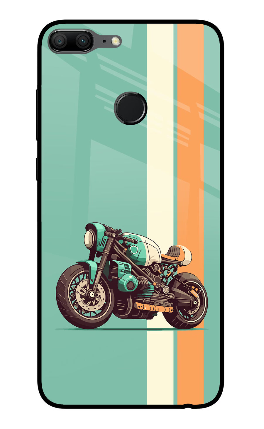Striped Moto Drift Honor 9 Lite Back Cover, Glass case