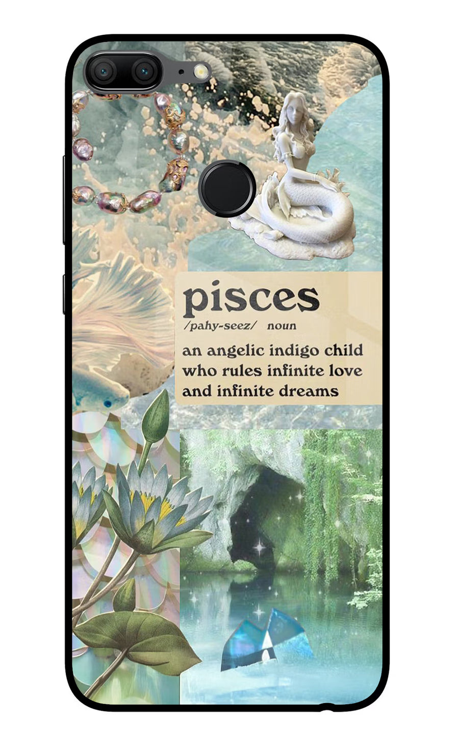 Pisces Zodiac Honor 9 Lite Back Cover, Glass case