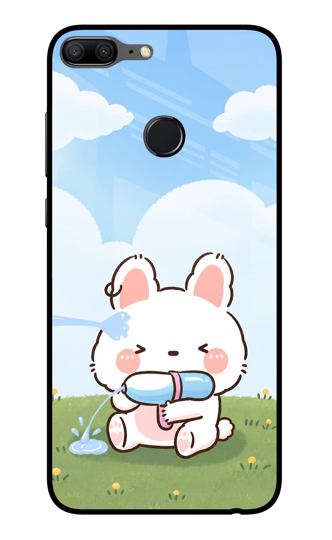 Bunny Treat Honor 9 Lite Glass Case Back Cover by Casekaro