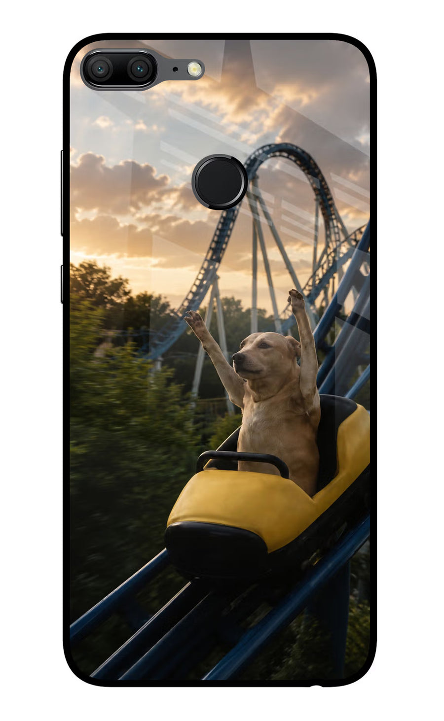 Rollercoaster Dog Honor 9 Lite Back Cover, Glass case