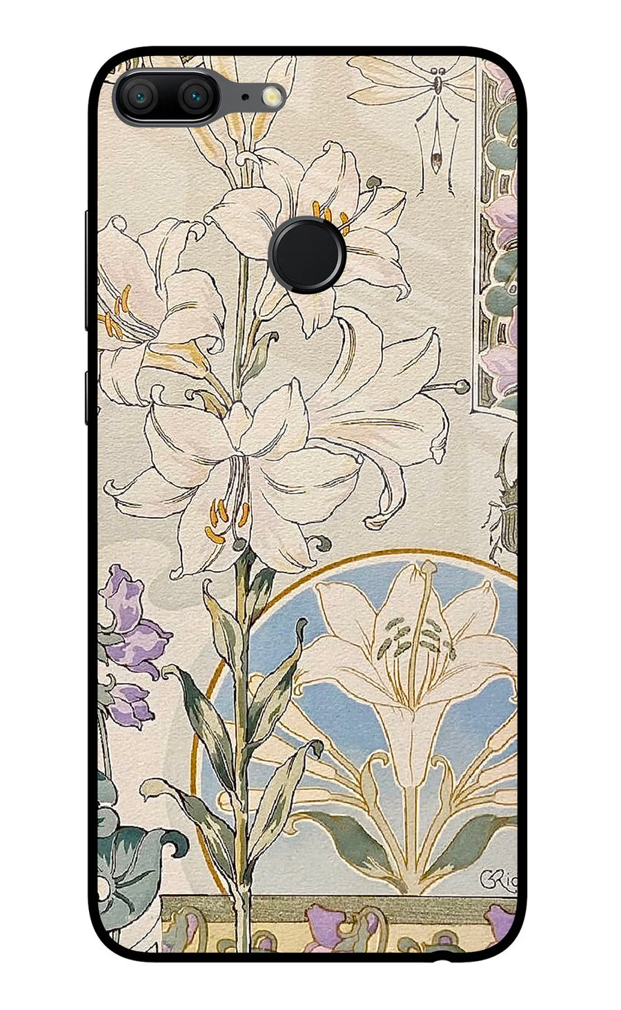 White Lily Honor 9 Lite Back Cover, Glass case