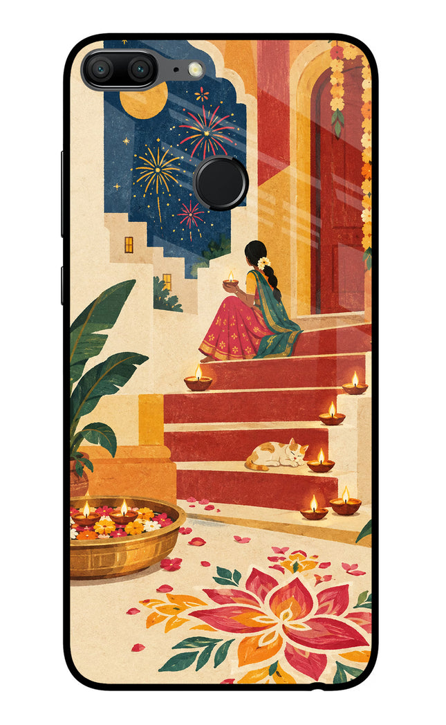 Diwali Rangoli Honor 9 Lite Glass Case