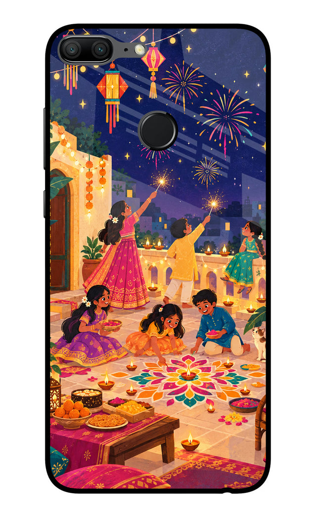 Diwali Night Honor 9 Lite Glass Case