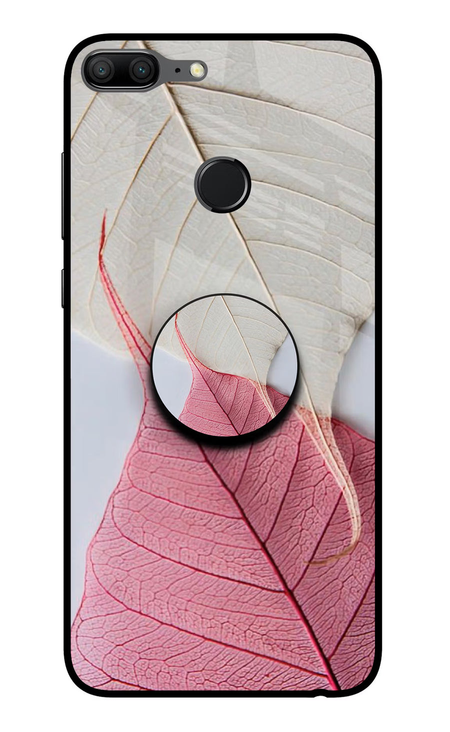 White Pink Leaf Honor 9 Lite Pop Case, Glass case