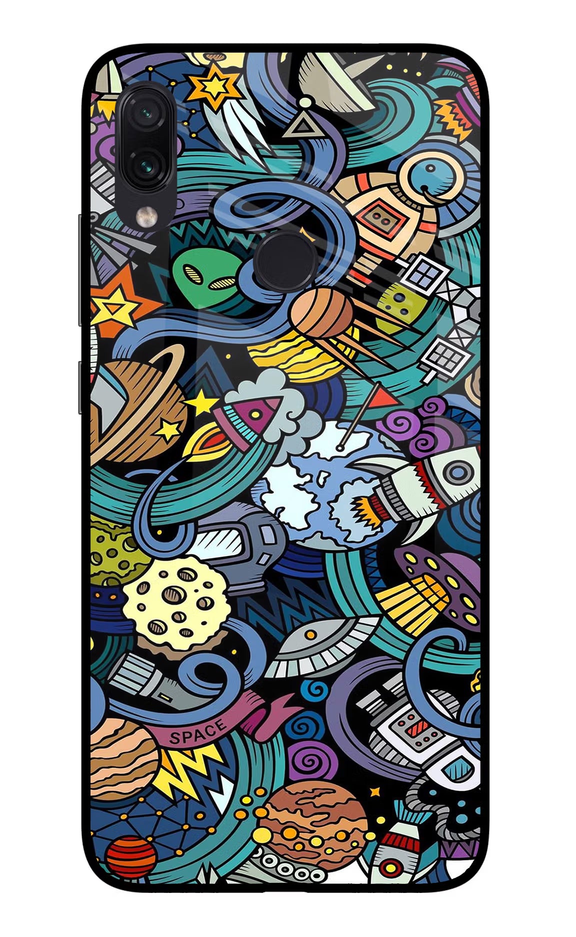 Space Abstract Redmi Note 7/7S/7 Pro Glass Case Back Cover by Casekaro