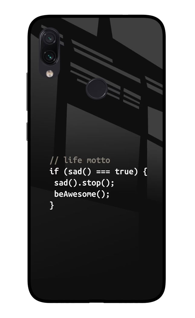 Life Motto Code Redmi Note 7/7S/7 Pro Glass Case Back Cover by Casekaro