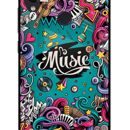 Music Graffiti Redmi Note 7/7S/7 Pro Glass Case Back Cover by Casekaro