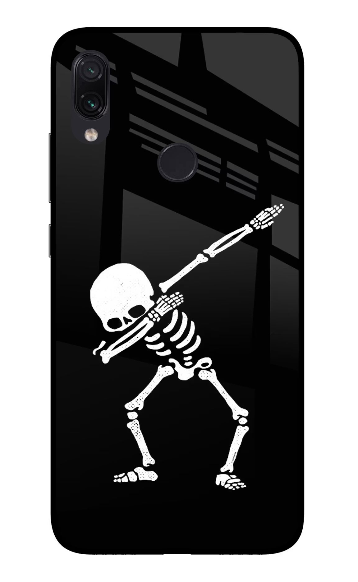 Dabbing Skeleton Art Redmi Note 7/7S/7 Pro Glass Case Back Cover by Casekaro