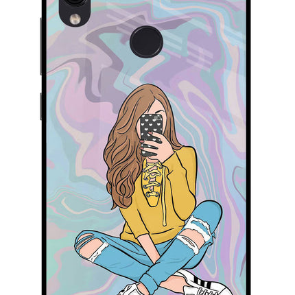 Selfie Girl Redmi Note 7/7S/7 Pro Glass Case Back Cover by Casekaro