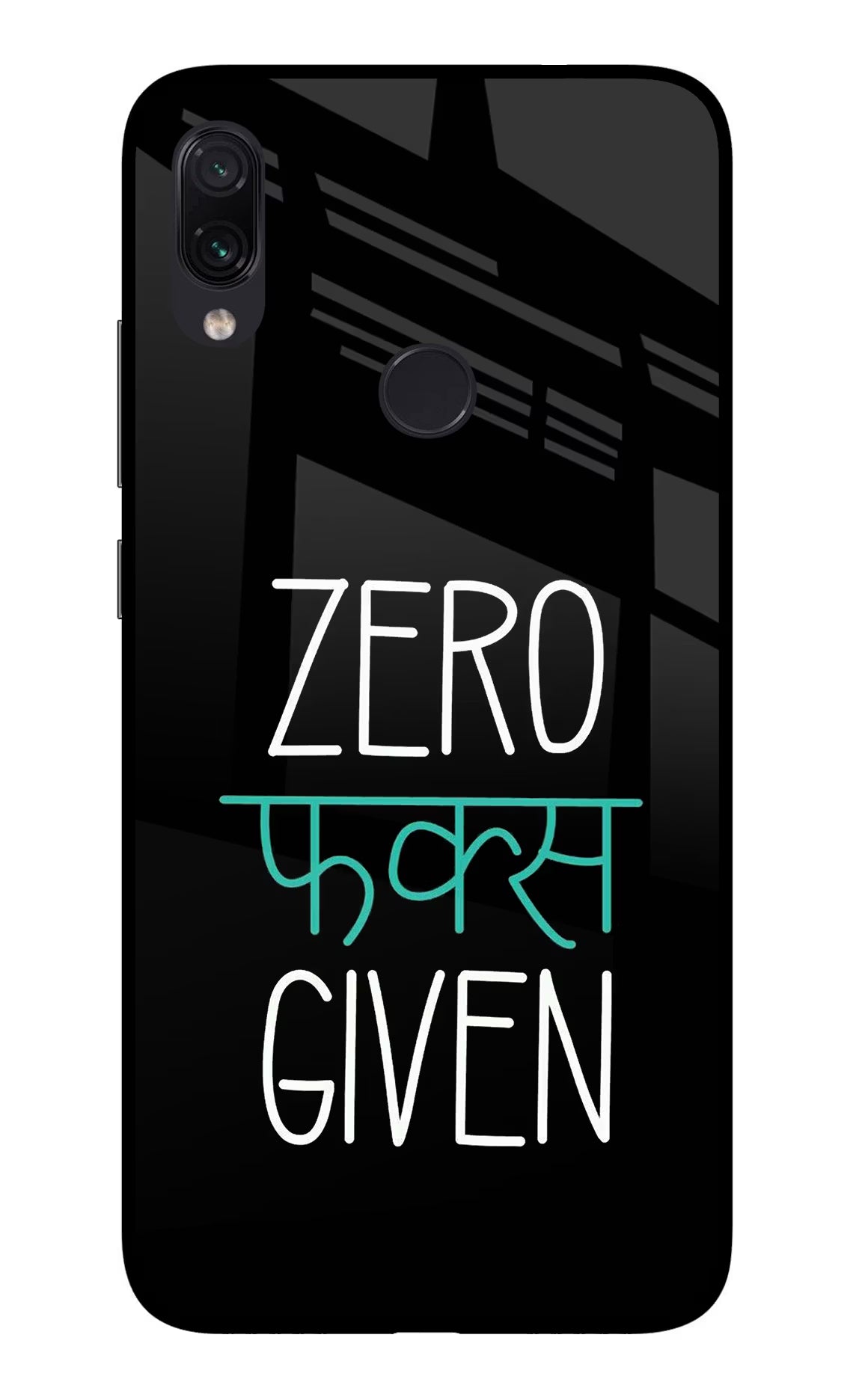 Zero Fucks Given Redmi Note 7/7S/7 Pro Glass Case Back Cover by Casekaro
