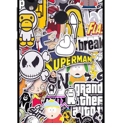 Sticker Bomb Redmi Note 7/7S/7 Pro Glass Case Back Cover by Casekaro