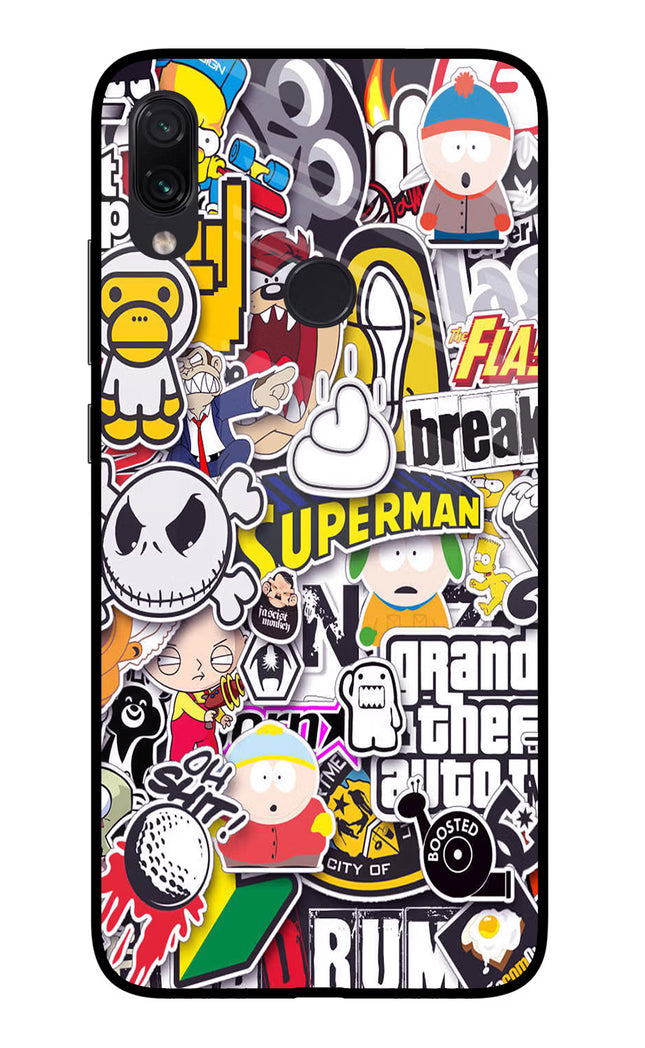Sticker Bomb Redmi Note 7/7S/7 Pro Glass Case Back Cover by Casekaro