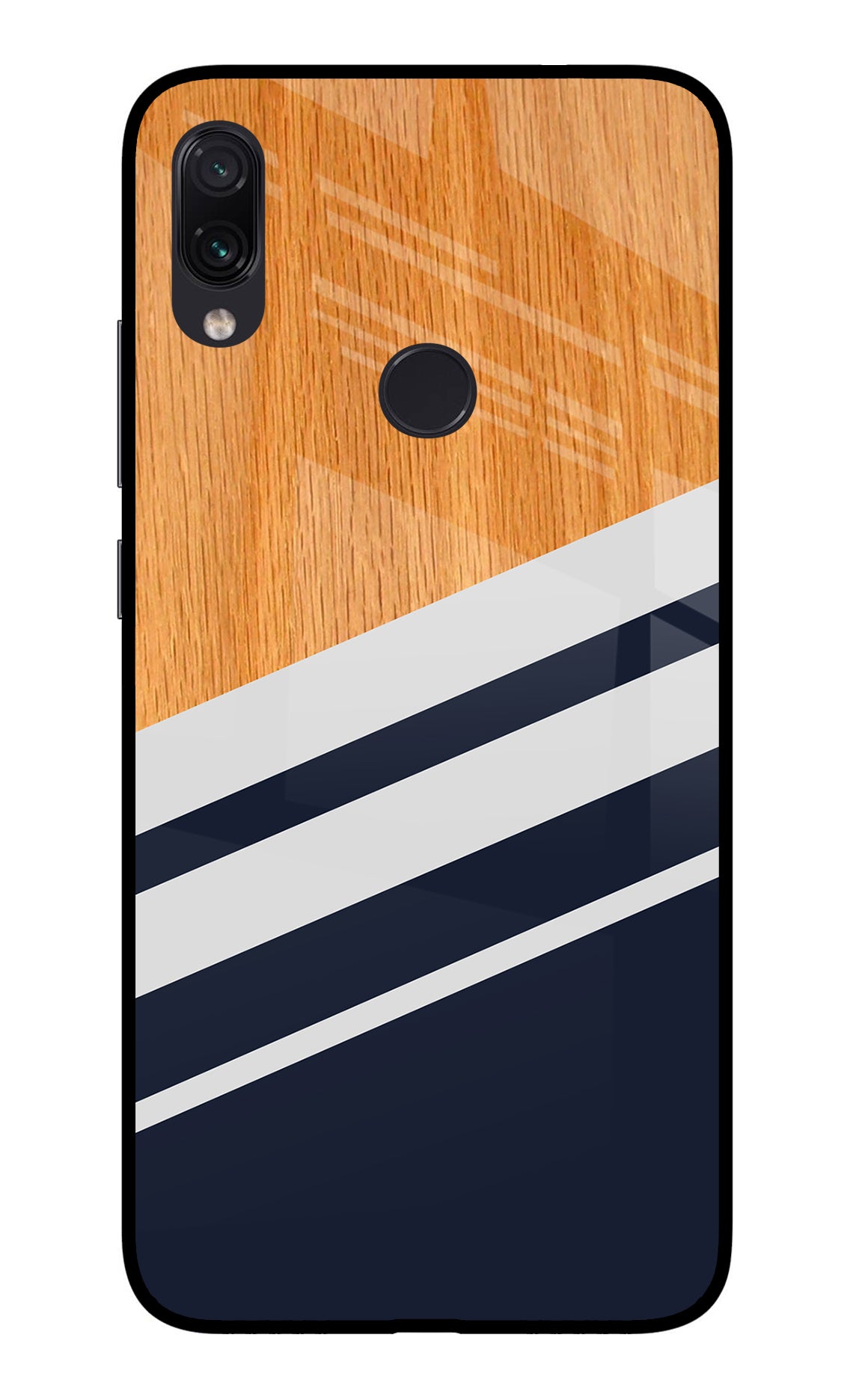 Blue and white wooden Redmi Note 7/7S/7 Pro Glass Case