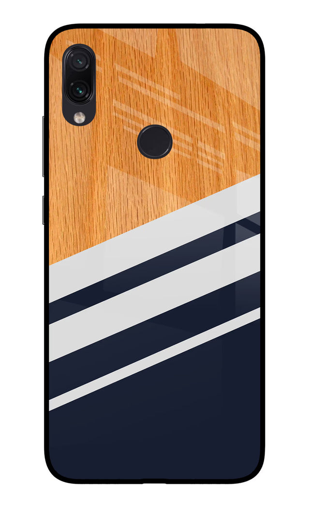 Blue and white wooden Redmi Note 7/7S/7 Pro Glass Case Back Cover by Casekaro