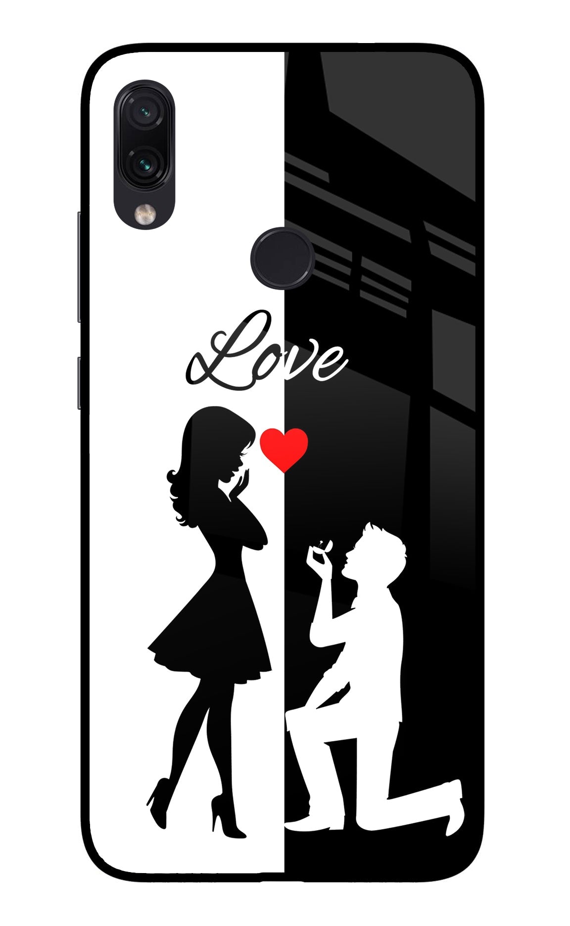 Love Propose Black And White Redmi Note 7/7S/7 Pro Glass Case